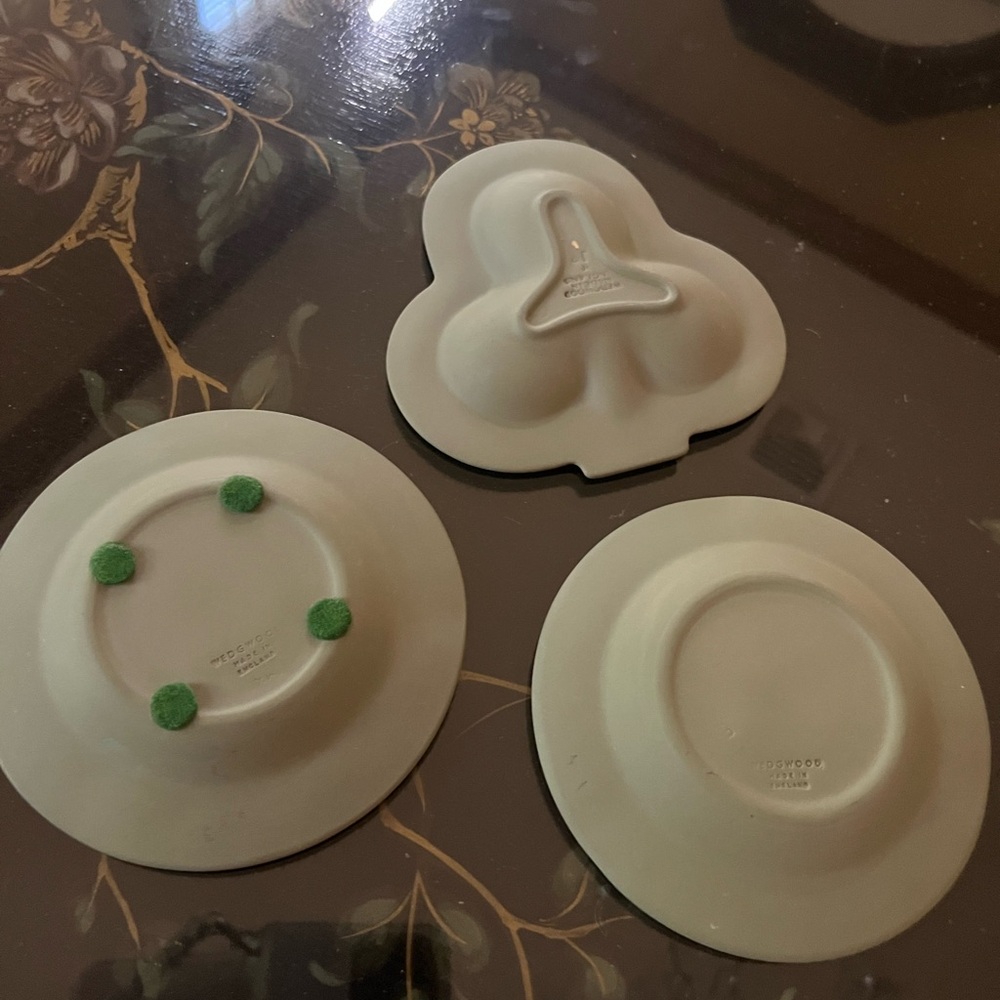 Set Of 3 Vintage Wegdwood green Jasperware ashtray - Picture 5 of 5